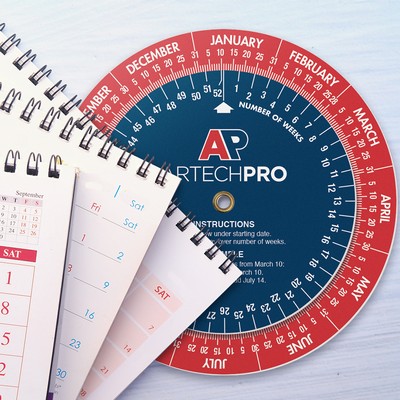 .020 White Plastic Date Finder Wheel Calculator (4.25" dia.), Full Colour