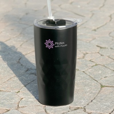 Montego 600 Ml. (20 Fl. Oz.) Double Walled Travel Tumbler With Straw