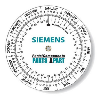 .020 White Plastic Date Finder Wheel Calculator (4.25" dia.), Spot Colours