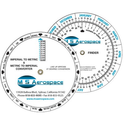 3 Wheel Imperial Metric Converter and Date Finder, Full Colour